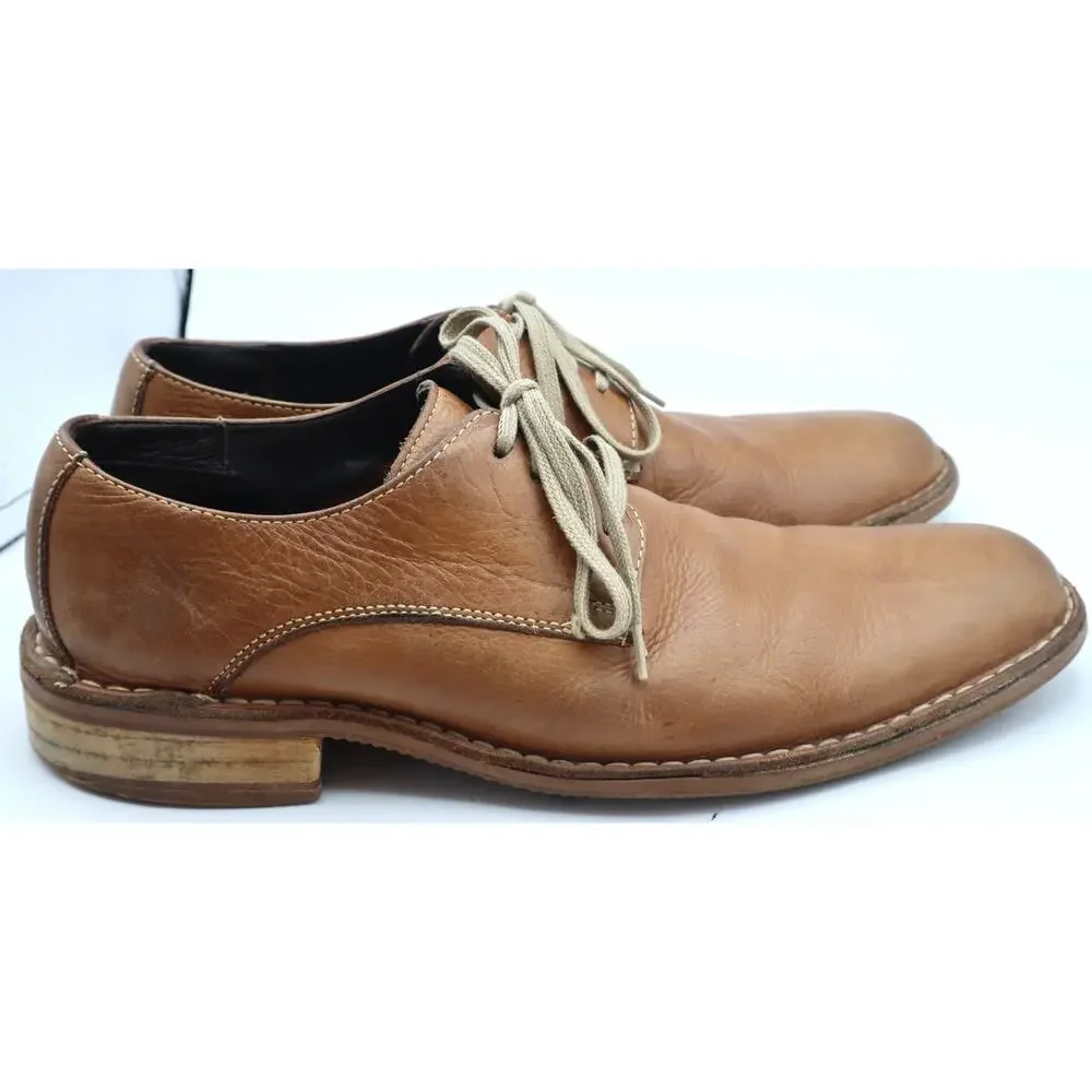 Cole Haan Mens 8.5 Feathercraft Grand Blucher Tan Leather Oxfords Lace Up Brown